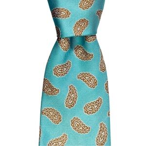 Altea Milano Turquoise and Brown Paisley Men’s Tie
